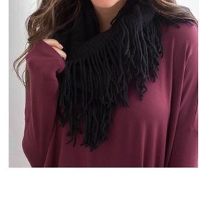 Black infinity scarf w/ fringe on edge100% Acrylic